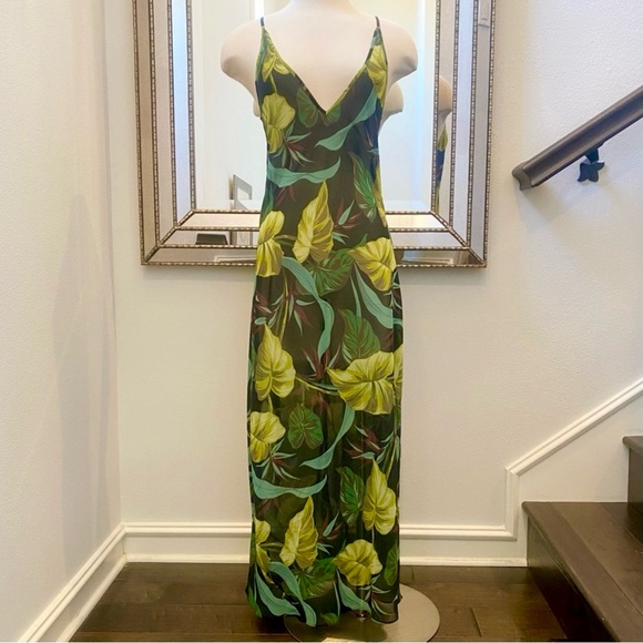 Y2K Victoria’s Secret Chiffon Tropical Floral Vintage Maxi Gown Slip Dress S🔥 - Picture 10 of 11